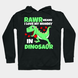 Kids I Love My Mommy Rawr Dinosaur Mom Mother's Day Toddler Boy Hoodie